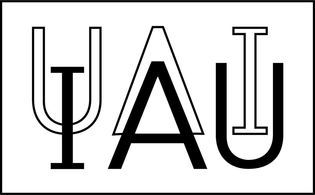 This is the official logo of the International Astronomical Union to be used on light backgrounds. Please note that the IAU's logo is protected and may not be used or reproduced without the prior and individual written consent of IAU. Owners of external websites wishing to link to the IAU web site may use the IAU's logo for the link, provided they have obtained prior authorisation from the IAU Press Office and on the condition that such use is clearly identifiable as a web link. 